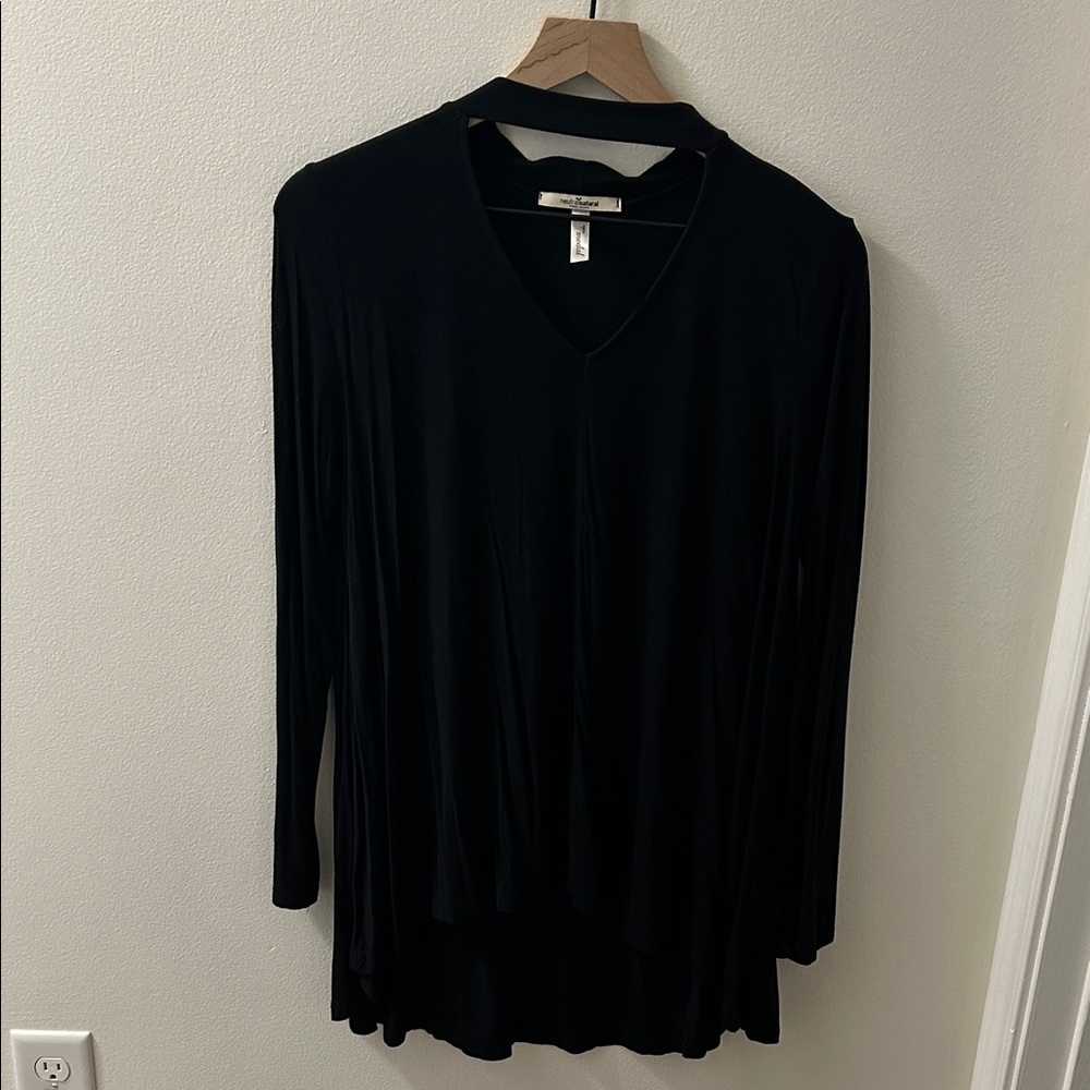 Final Touch Black V-Neck Long Sleeve Tunic